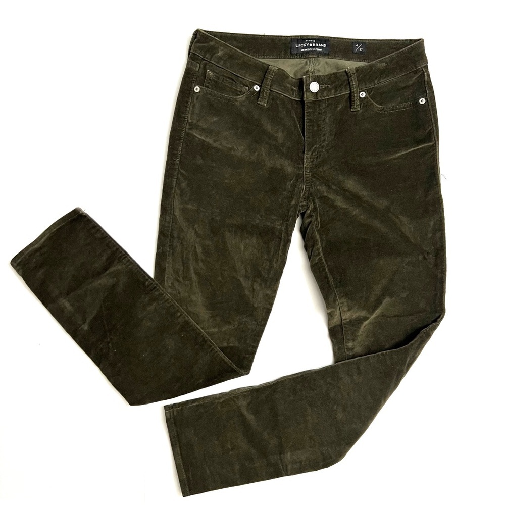 Lucky Brand Green Lolita Skinny Velvet Skinny Stretch Pants Size 4/27 - Picture 3 of 9